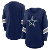 Dallas Cowboys Women's Redzone Bling 3/4-Sleeve T-Shirt Navy - Fanatics