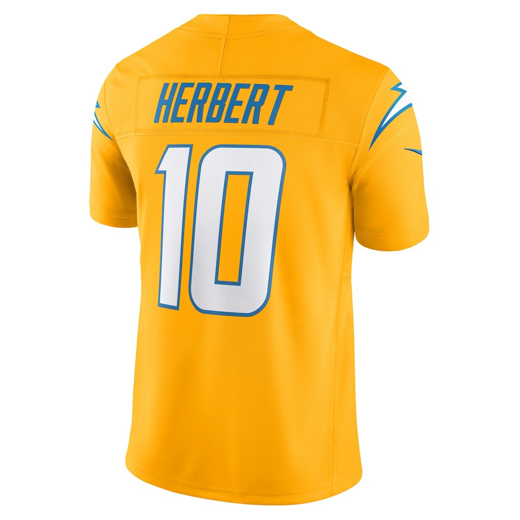 Justin Herbert Los Angeles Chargers Alternate Charger Power Vapor F.U.S.E. Limited Jersey - Gold | NFL Jerseys