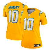 Justin Herbert Los Angeles Chargers Women's Alternate Charger Power Legend Player Performance Top Gold - Nike
