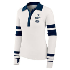 Dallas Cowboys WEAR by Erin Andrews Women's Ribbed Henley Polo Sweater White - NFL