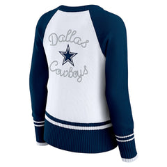 Dallas Cowboys WEAR by Erin Andrews Women's Colorblock Raglan Sweater White/Navy - NFL