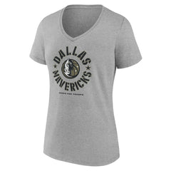 NBA - Dallas Mavericks Women's Hoops for Troops V-Neck T-Shirt - Heather Gray