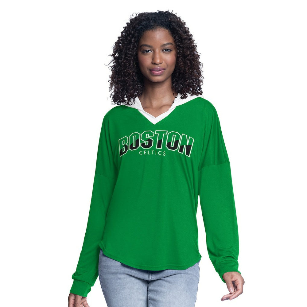 NBA - Boston Celtics G-III 4Her by Carl Banks Women's Bench Player Oversized Long Sleeve Hooded Top - Kelly Green