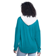 NBA - Charlotte Hornets G-III 4Her by Carl Banks Women's Bench Player Oversized Long Sleeve Hooded Top - Teal