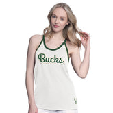 NBA - Milwaukee Bucks G-III 4Her by Carl Banks Women's Curveball Racerback Scoop Neck Slub Tank Top - White