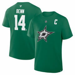 Jamie Benn Dallas Stars - Fanatics Captain Authentic Stack Name & Number T-Shirt Kelly Green