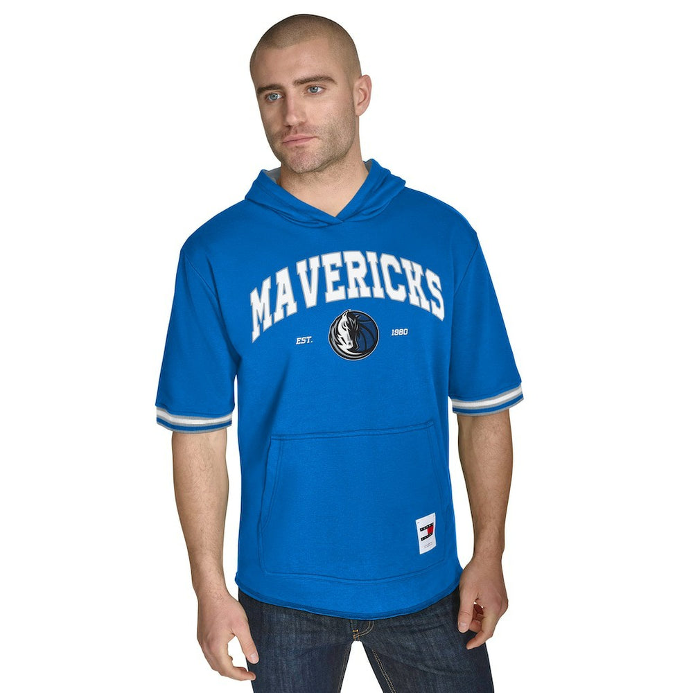 NBA - Dallas Mavericks Tommy Jeans Paul French Terry Short Sleeve Pullover Hoodie - Blue