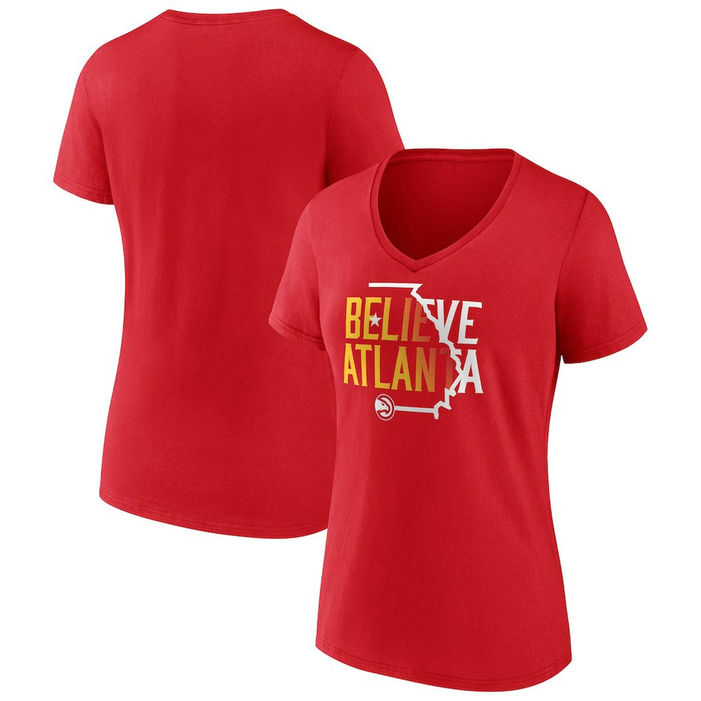 NBA - Atlanta Hawks Women's Team Pride V-Neck T-Shirt - Red
