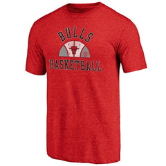 NBA - Chicago Bulls Half Classic Tri-Blend T-Shirt - Red