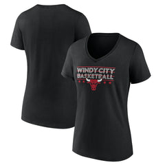 NBA - Chicago Bulls Women's Core Hometown Launch V-Neck T-Shirt - Black