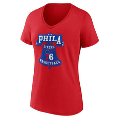 NBA - Philadelphia 76ers Women's Hometown V-Neck T-Shirt - Red