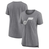 NBA - Utah Jazz Women's Distressed Logo Tri-Blend T-Shirt - Gray