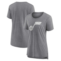 NBA - Utah Jazz Women's Distressed Logo Tri-Blend T-Shirt - Gray