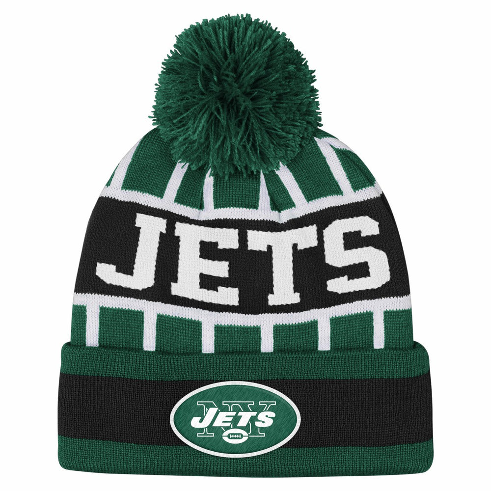 New York Jets Outerstuff Youth Go Fast Cuffed Knit Hat with Pom Green - NFL
