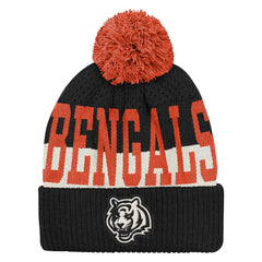 Cincinnati Bengals Outerstuff Youth Modern Fan Cuffed Knit Hat with Pom Black - NFL