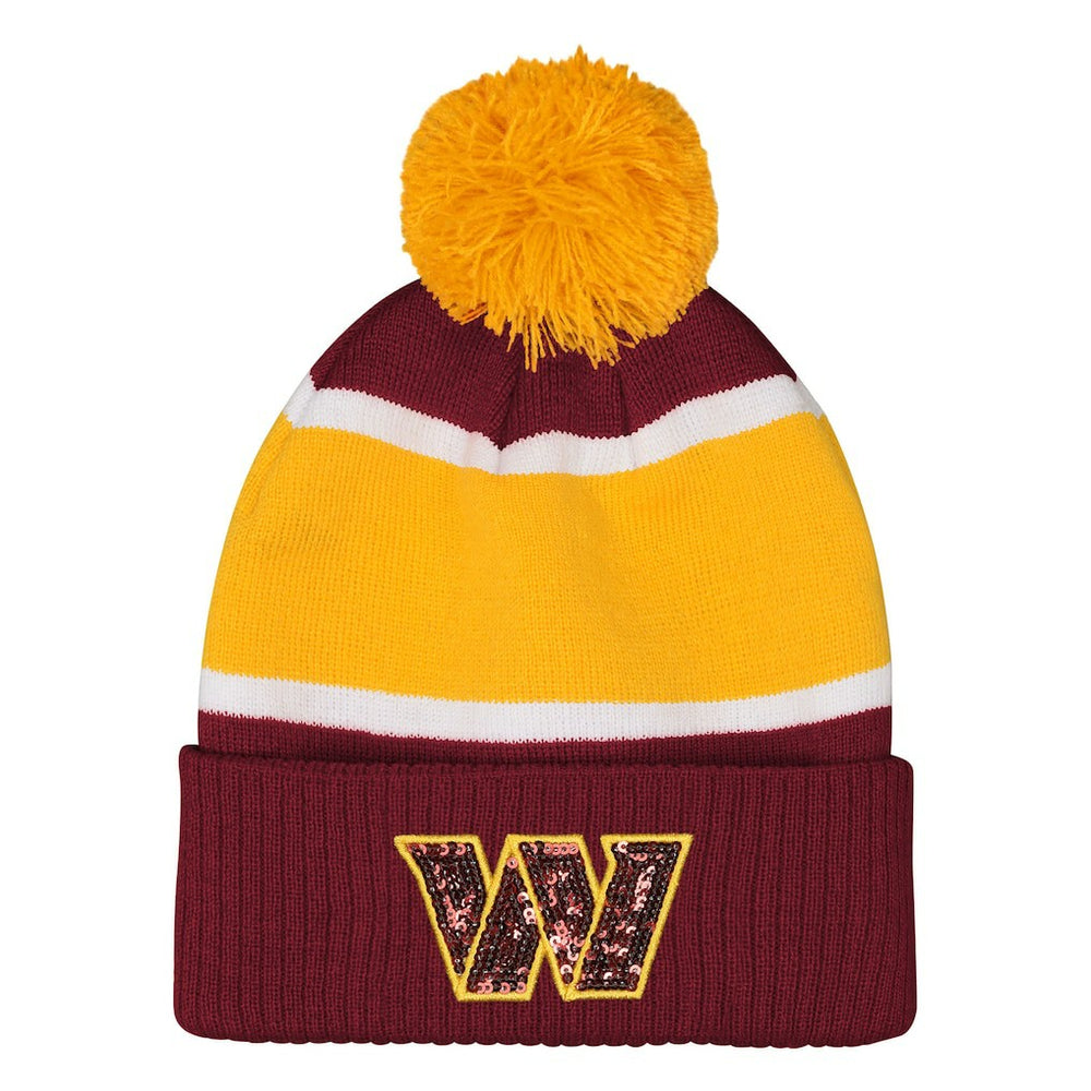 Washington Commanders Outerstuff Girls Let's Play Cuffed Knit Hat with Pom Burgundy - NFL