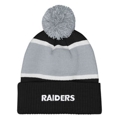 Las Vegas Raiders Outerstuff Girls Let's Play Cuffed Knit Hat with Pom Black - NFL