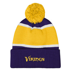 Minnesota Vikings Outerstuff Girls Let's Play Cuffed Knit Hat with Pom Purple - NFL