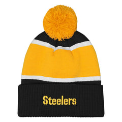 Pittsburgh Steelers Outerstuff Girls Let's Play Cuffed Knit Hat with Pom Black - NFL