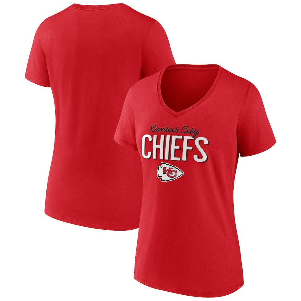 Kansas City Chiefs Women's Nostalgia V-Neck T-Shirt Red - NFL