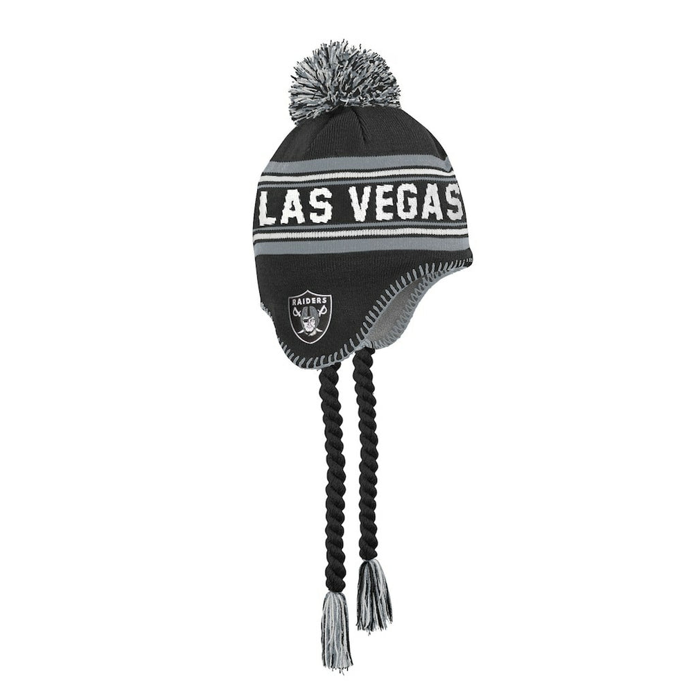 Las Vegas Raiders Outerstuff Youth Jacquard Tassel Knit Hat with Pom Black - NFL