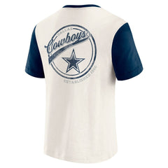 Dallas Cowboys Darius Rucker Collection Henley Colorblock Slub Pocket T-Shirt Cream - Fanatics