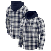 Dallas Cowboys Darius Rucker Collection Plaid Flannel Quilted Full-Snap Hooded Shacket Navy - Fanatics