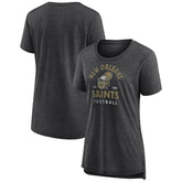 New Orleans Saints Women's Vintage Arch Tri-Blend T-Shirt Charcoal - NFL