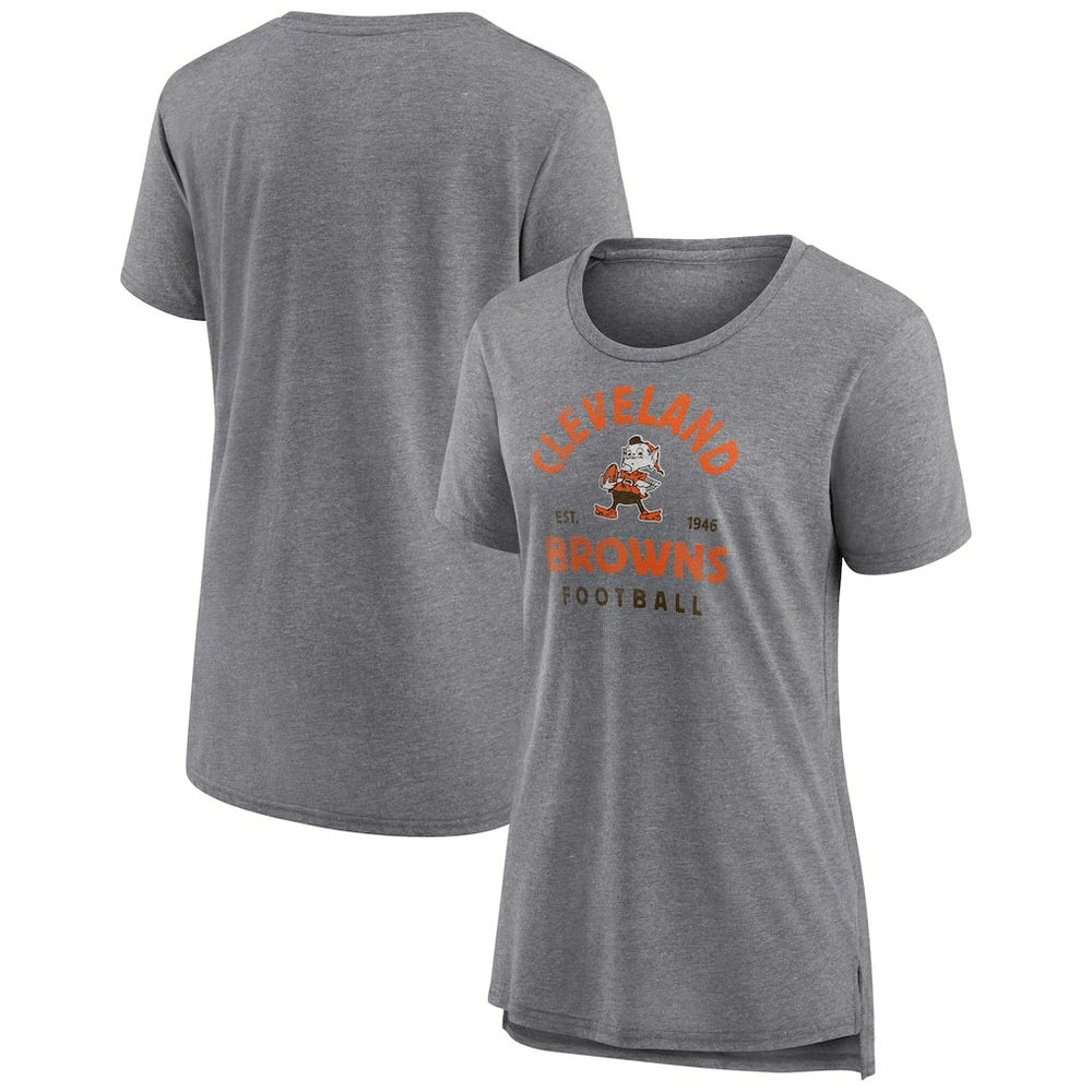 Cleveland Browns Women's Vintage Arch Tri-Blend T-Shirt Gray - NFL