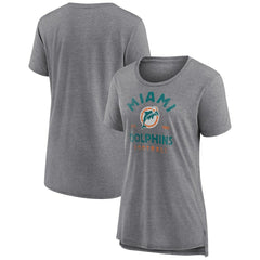 Miami Dolphins Women's Vintage Arch Tri-Blend T-Shirt Gray - NFL