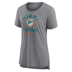 Miami Dolphins Women's Vintage Arch Tri-Blend T-Shirt Gray - NFL