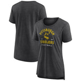 Pittsburgh Steelers Women's Vintage Arch Tri-Blend T-Shirt Charcoal - NFL