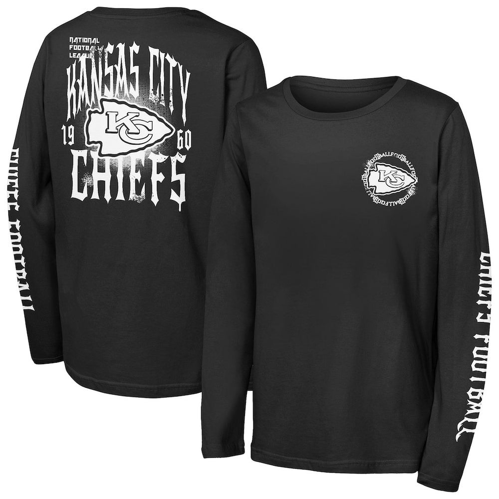 Kansas City Chiefs Outerstuff Youth Rumble Long Sleeve T-Shirt Black - NFL