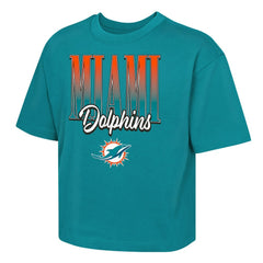Miami Dolphins Outerstuff Girls Youth Big City Boxy T-Shirt Aqua - NFL