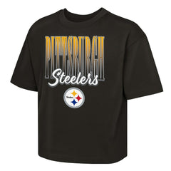 Pittsburgh Steelers Outerstuff Girls Youth Big City Boxy T-Shirt Black - NFL