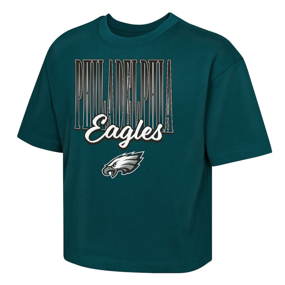Philadelphia Eagles Outerstuff Girls Youth Big City Boxy T-Shirt Midnight Green - NFL