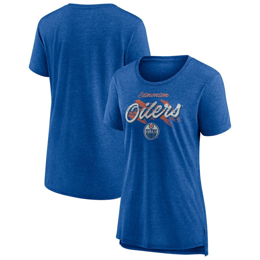 Edmonton Oilers - Women's Hit the Ice Tri-Blend T-Shirt Royal
