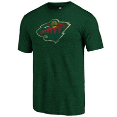 Minnesota Wild - Distressed Logo Tri-Blend T-Shirt Green