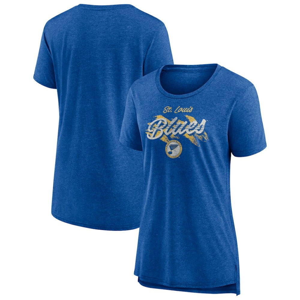 St. Louis Blues - Women's Hit the Ice Tri-Blend T-Shirt Blue