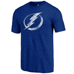Tampa Bay Lightning - Distressed Logo Tri-Blend T-Shirt Blue