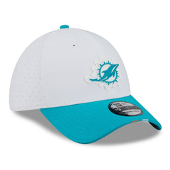 Miami Dolphins New Era 2025 NFL Training Camp 39THIRTY Flex Hat White/Aqua - NFL