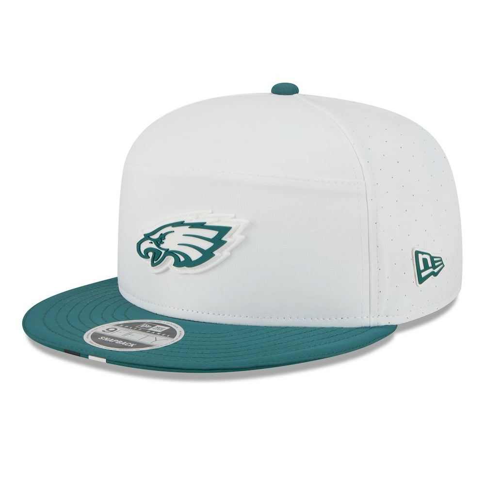 Philadelphia Eagles New Era 2025 NFL Training Camp Split Panel 9FIFTY Snapback Hat White/Midnight Green - NFL
