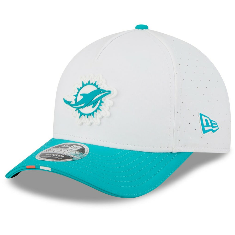 Miami Dolphins New Era 2025 NFL Training Camp A-Frame 9FORTY Adjustable Hat White/Aqua - NFL