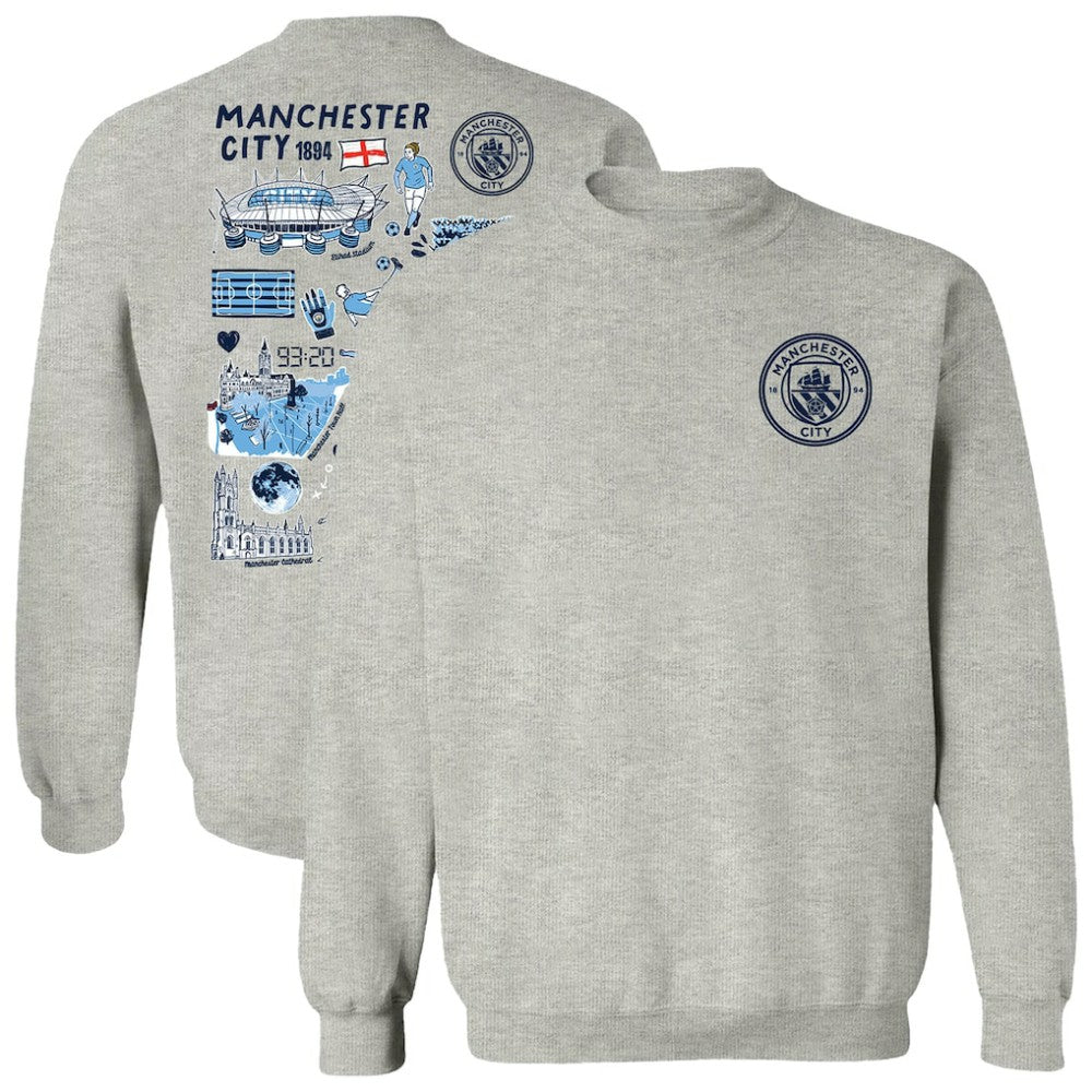 Manchester City Vive La Fete Women's Impressions Artwork Pullover Sweatshirt - Gray