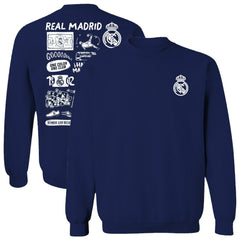 Real Madrid Vive La Fete Women's Impressions Artwork Pullover Sweatshirt - Navy