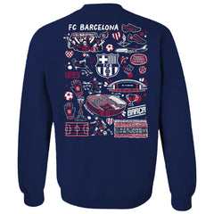 Barcelona Vive La Fete Women's Impressions Artwork Pullover Sweatshirt - Navy