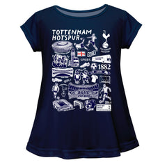 Tottenham Hotspur Vive La Fete Girls Youth Impressions Artwork A-Line Top - Navy