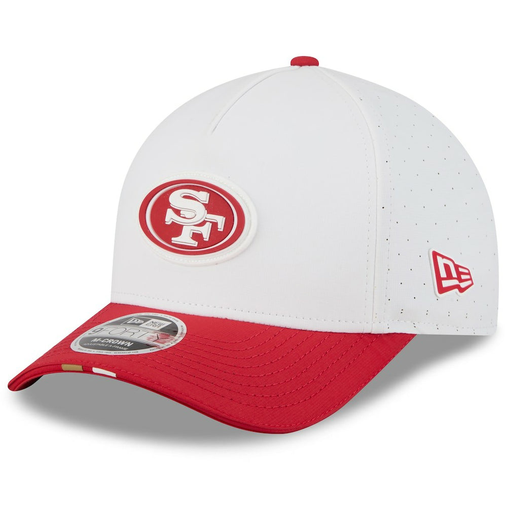 San Francisco 49ers New Era Youth 2025 NFL Training Camp A-Frame 9FORTY Adjustable Hat White/Scarlet - NFL