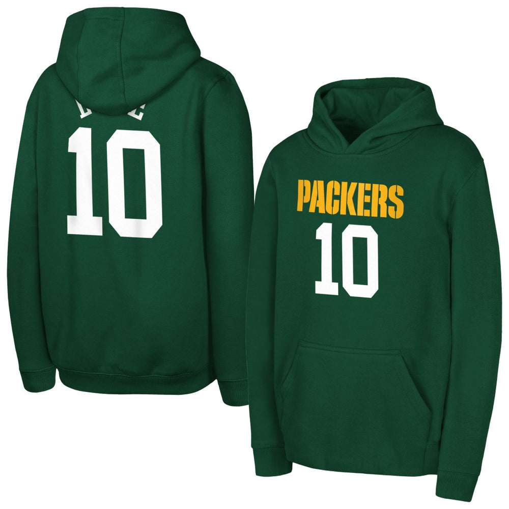 Jordan Love Green Bay Packers Outerstuff Mainliner Player Name & Number Hoodie Green - NFL