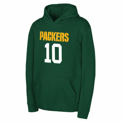 Jordan Love Green Bay Packers Outerstuff Mainliner Player Name & Number Hoodie Green - NFL